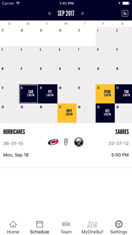 Screenshot di Buffalo Sabres Mobile