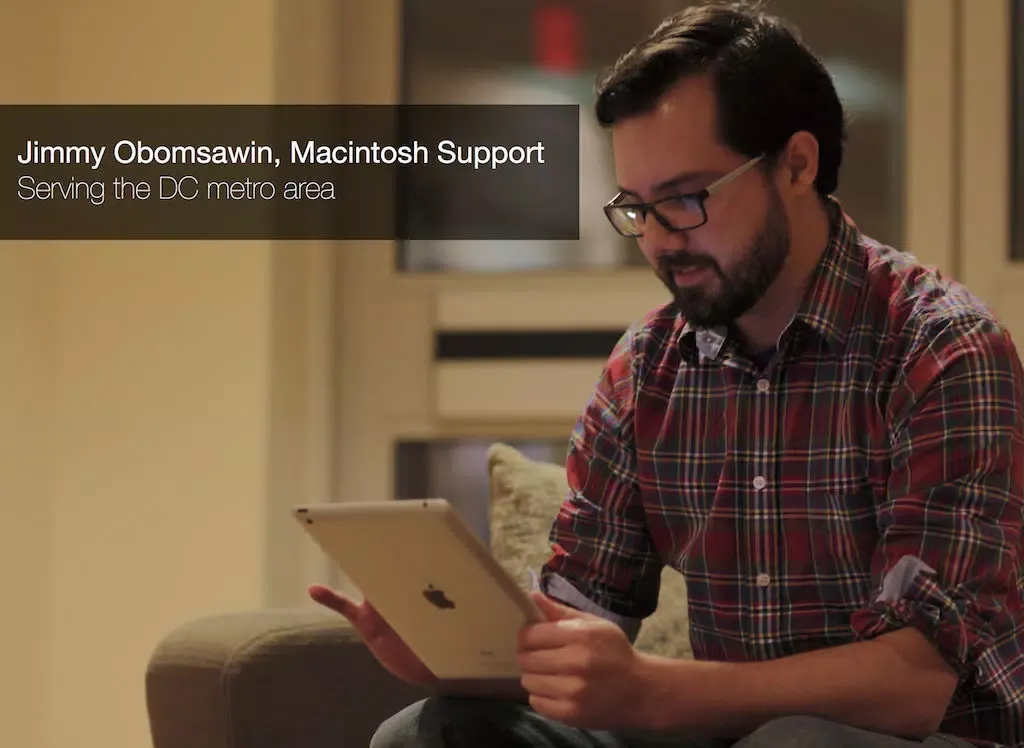 Screenshot di Jimmy Obomsawin, independent support for Apple, Macintosh, and iPhone in the Washington DC area iPad 