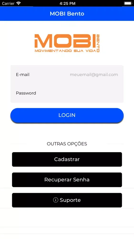 Capturas de tela do MOBI Bento