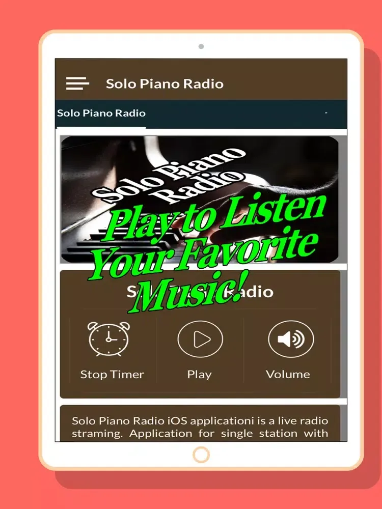 Solo Piano Radio Station iPad  স্ক্রিনশট