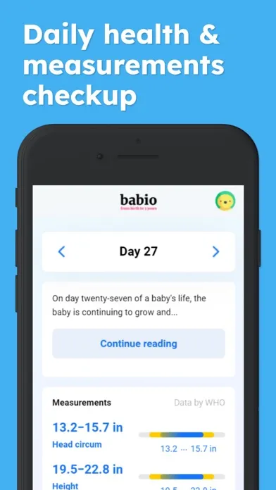 Zrzuty ekranu Babio · Daily baby checkup