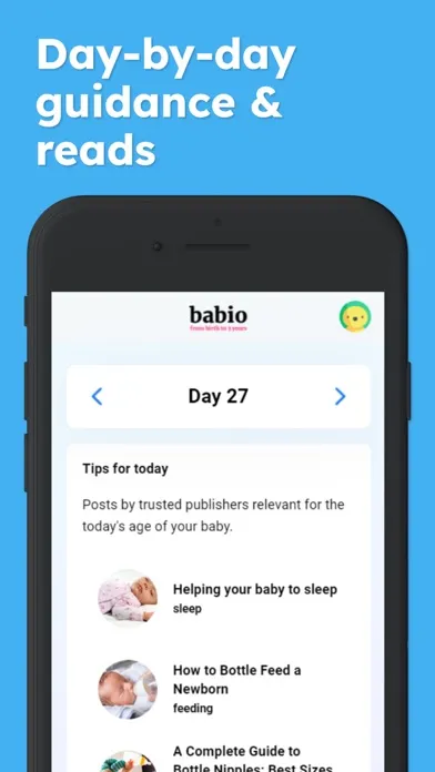 Zrzuty ekranu Babio · Daily baby checkup