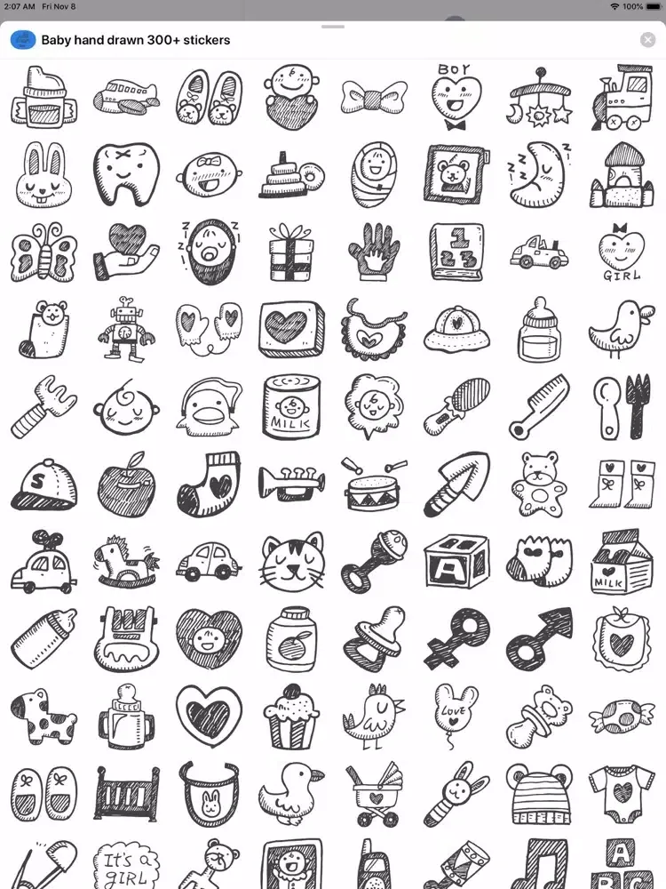 Zrzuty ekranu Baby hand drawn 300+ stickers iPad 