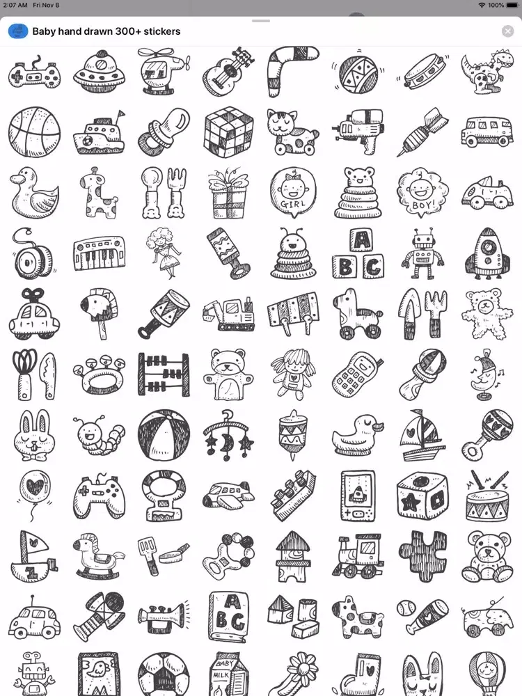 Zrzuty ekranu Baby hand drawn 300+ stickers iPad 