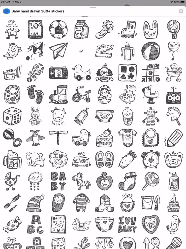 Zrzuty ekranu Baby hand drawn 300+ stickers iPad 
