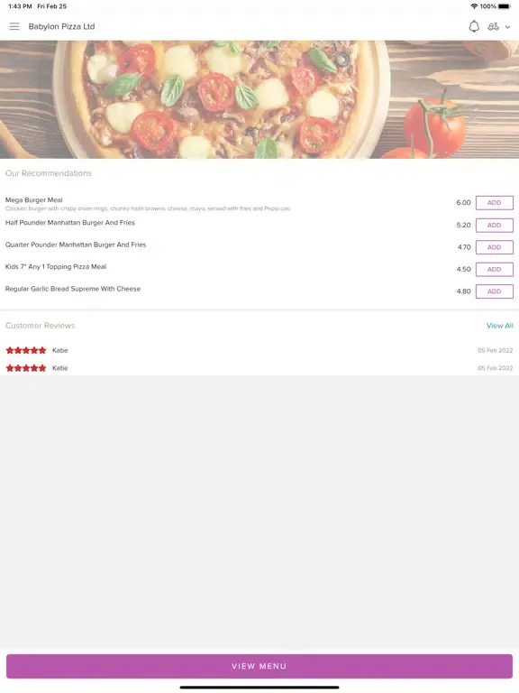 Babylon Pizza Ltd iPad 应用截图