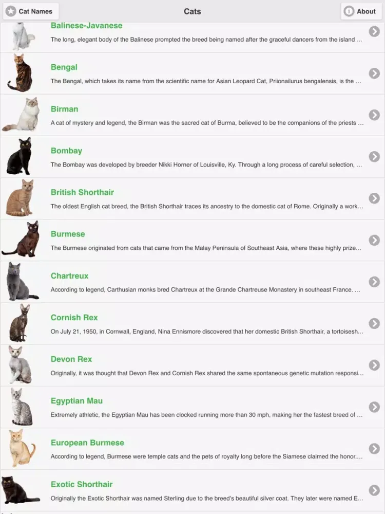 Captures d'écran de Cat Breeds Free iPad 