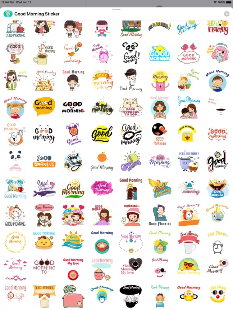 Capturas de tela do Good Morning Sticker iPad 