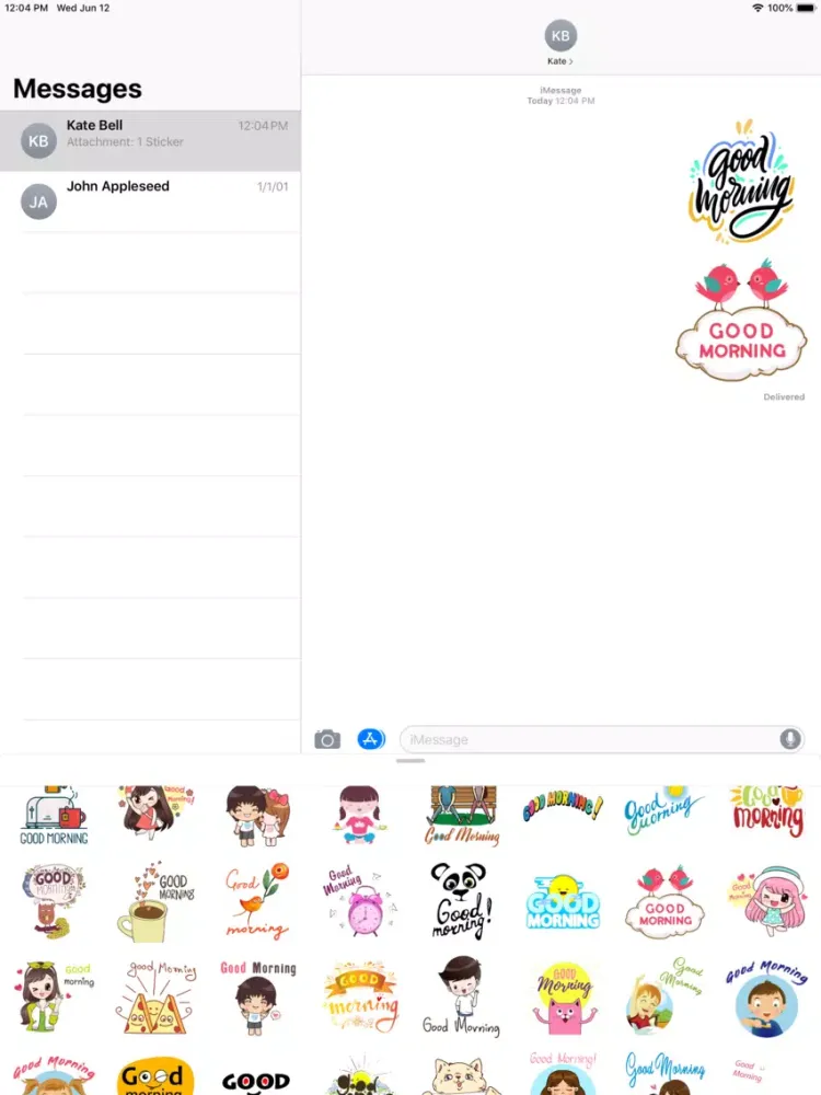 Capturas de tela do Good Morning Sticker iPad 