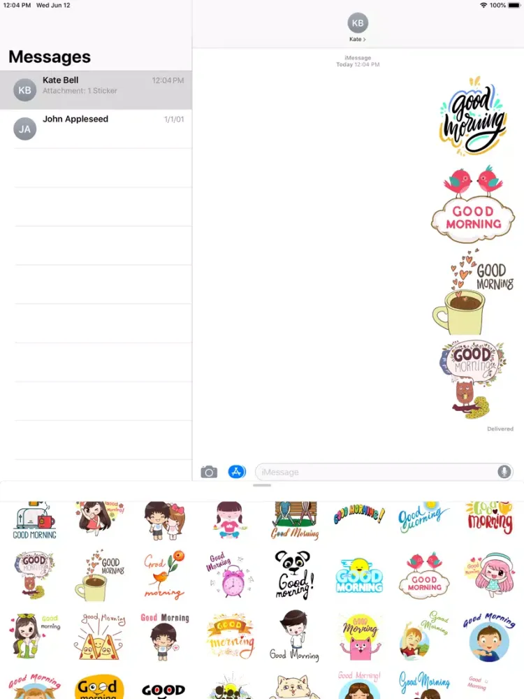 Capturas de tela do Good Morning Sticker iPad 