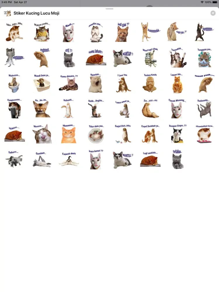 Tangkapan skrin Stiker Kucing Lucu Moji iPad 