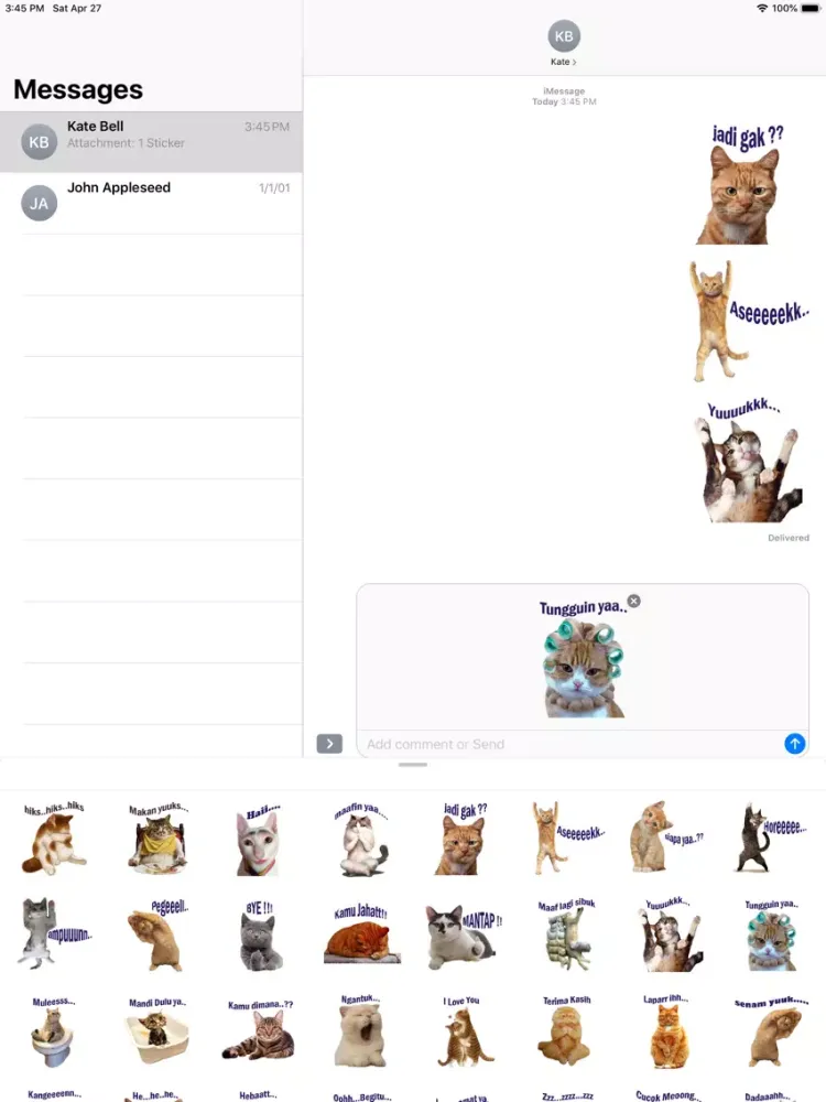 Tangkapan skrin Stiker Kucing Lucu Moji iPad 