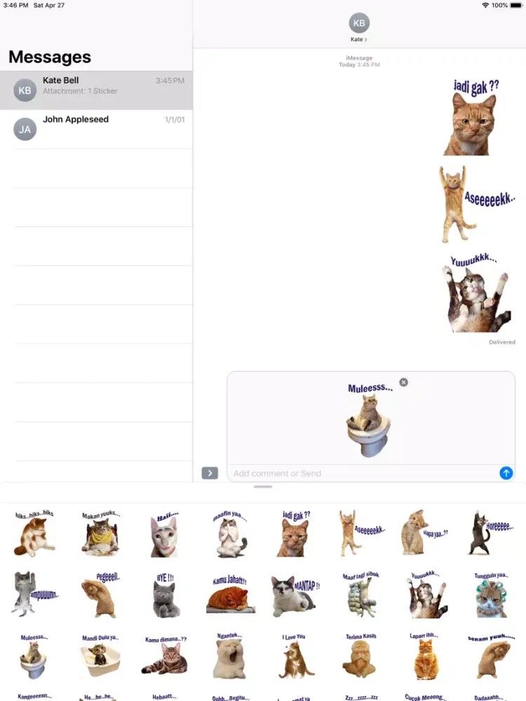 Tangkapan skrin Stiker Kucing Lucu Moji iPad 