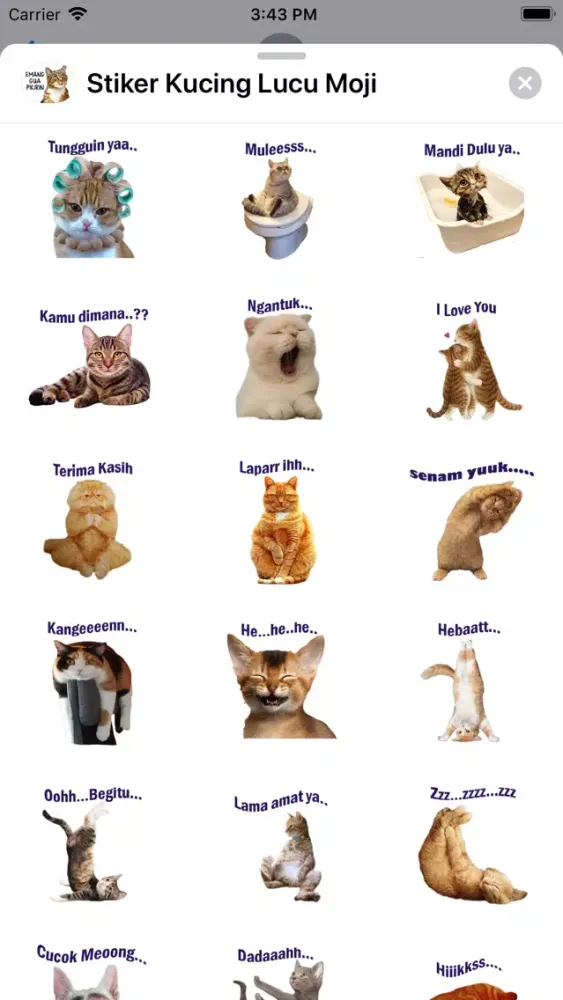 Tangkapan skrin Stiker Kucing Lucu Moji