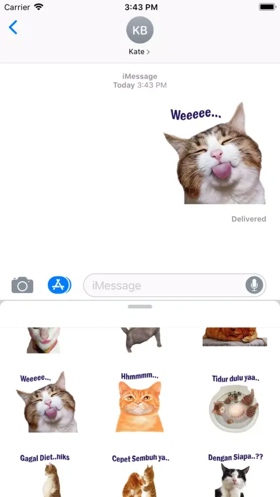 Tangkapan skrin Stiker Kucing Lucu Moji