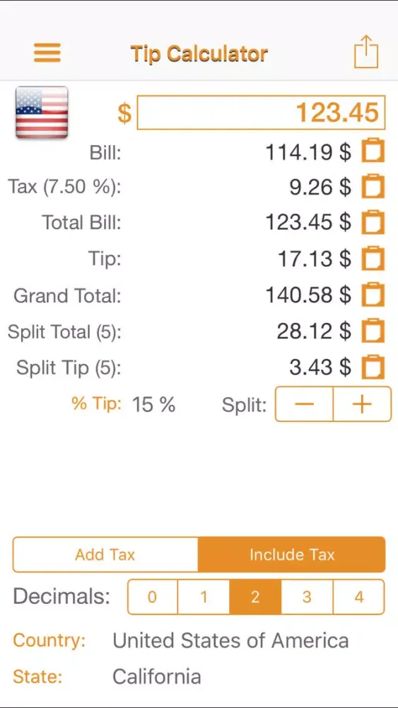 Tangkapan layar Tip Calculator Professional
