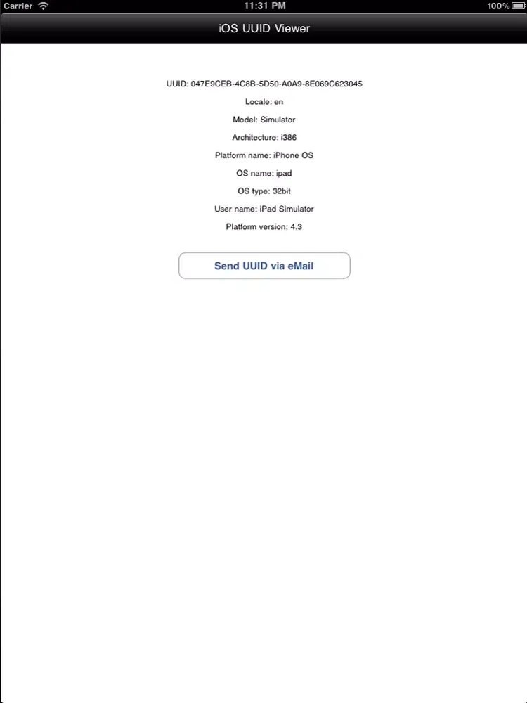 Tangkapan layar Bafmin UUID Viewer iPad 