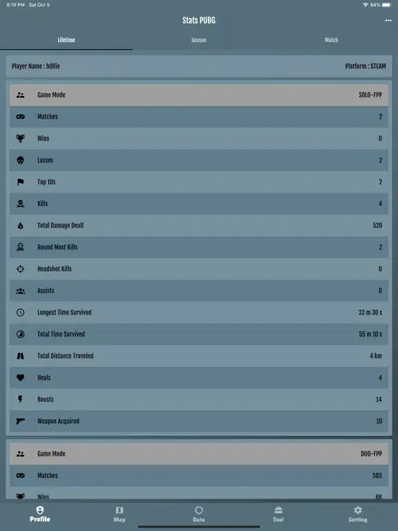 تصاویر Stats for PUBG iPad 