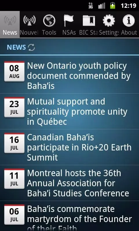 Canadian Baha'i News Service سکرین شاٹس