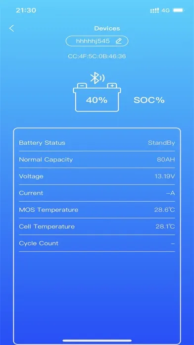 Zrzuty ekranu Baintech Lithium Battery App