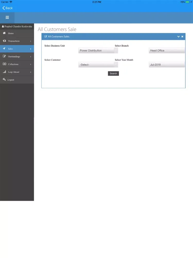 Tangkapan skrin Bajaj Intranet iPad 