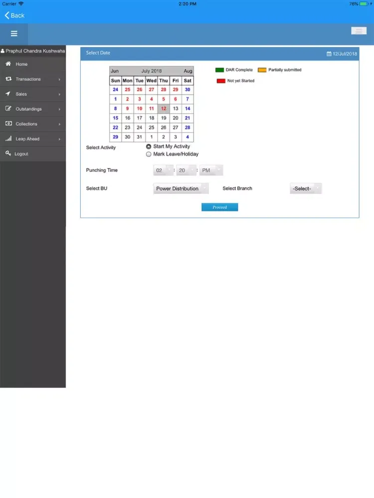Tangkapan skrin Bajaj Intranet iPad 