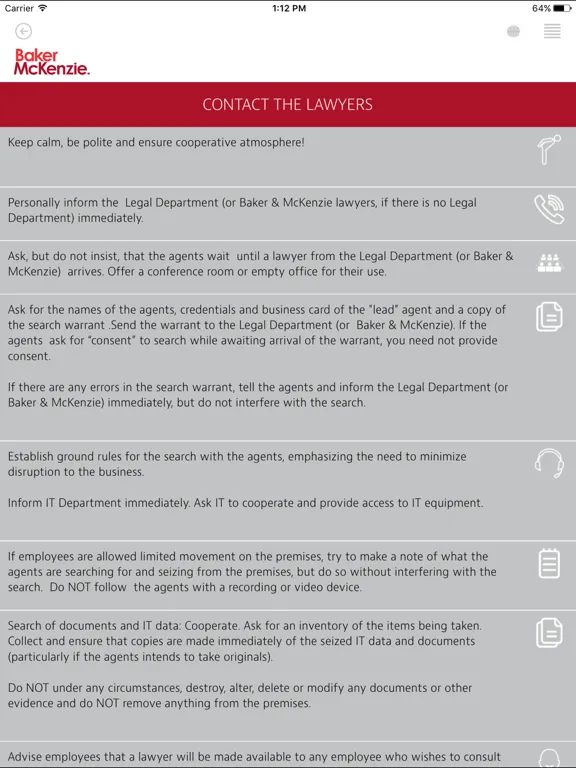 Baker McKenzie Dawn Raid iPad  Ekran Görüntüleri