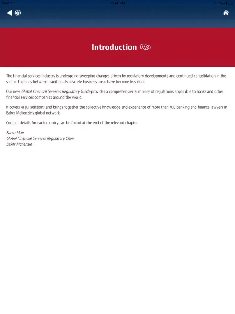 Capturas de tela do Global FS Regulatory Guide iPad 