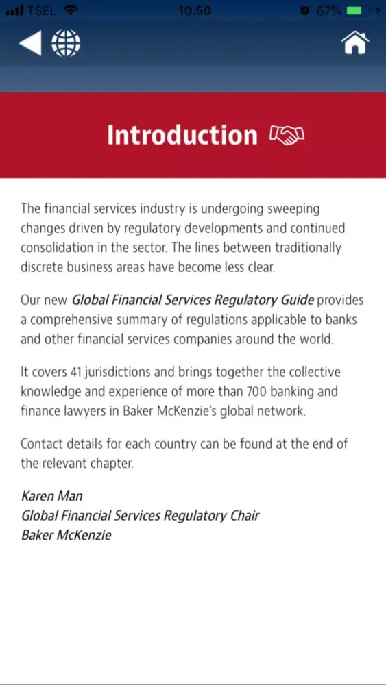 Capturas de tela do Global FS Regulatory Guide