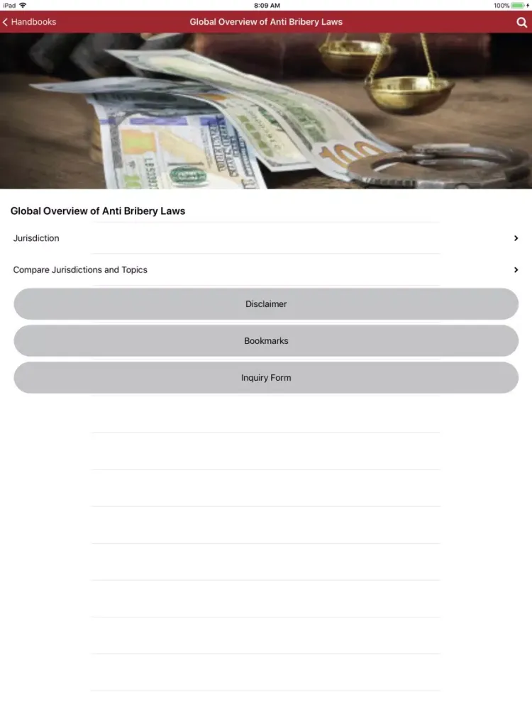 Capturas de tela do Global Anti-Bribery Laws iPad 