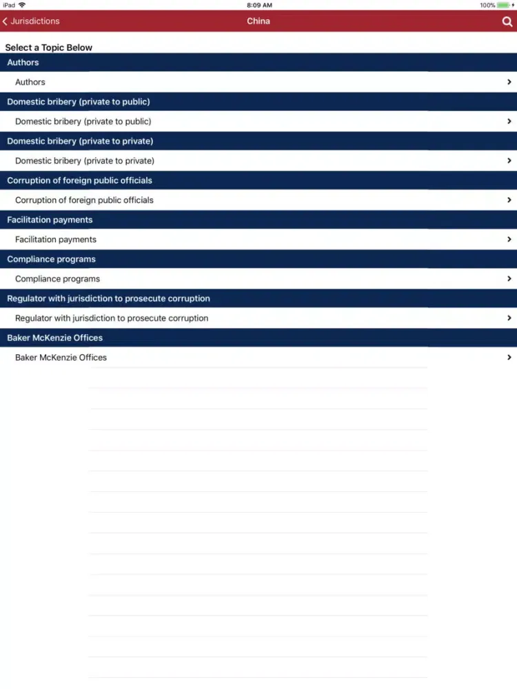 Capturas de tela do Global Anti-Bribery Laws iPad 