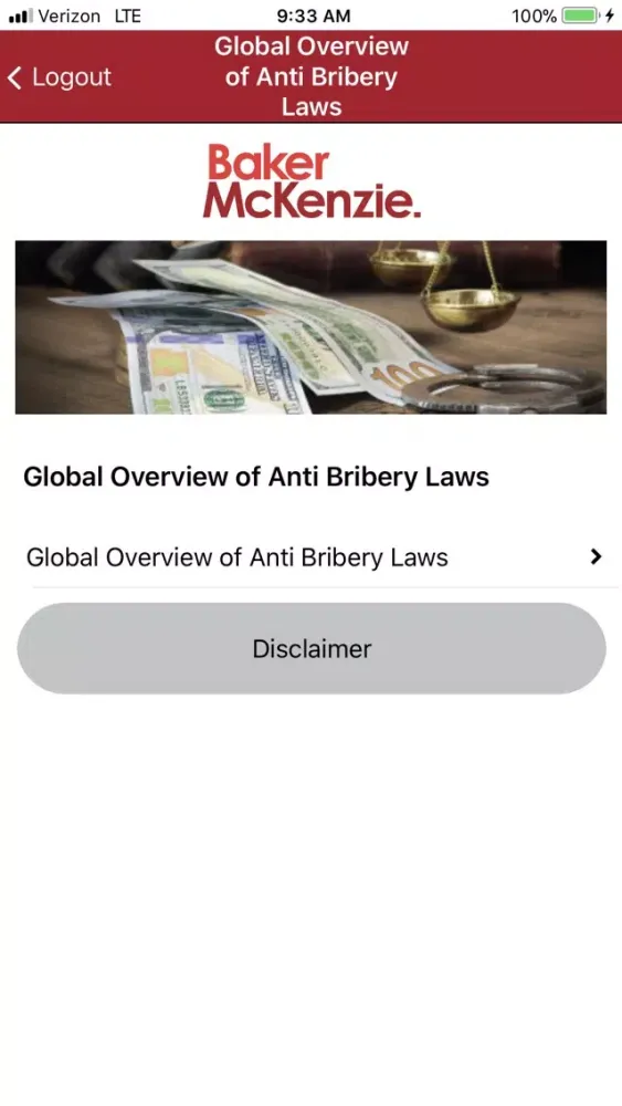 Capturas de tela do Global Anti-Bribery Laws