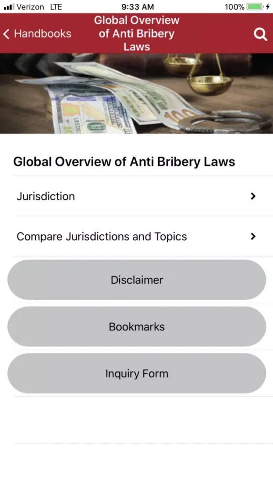 Capturas de tela do Global Anti-Bribery Laws