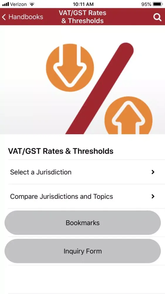 Capturas de tela do VAT/GST Rates & Thresholds