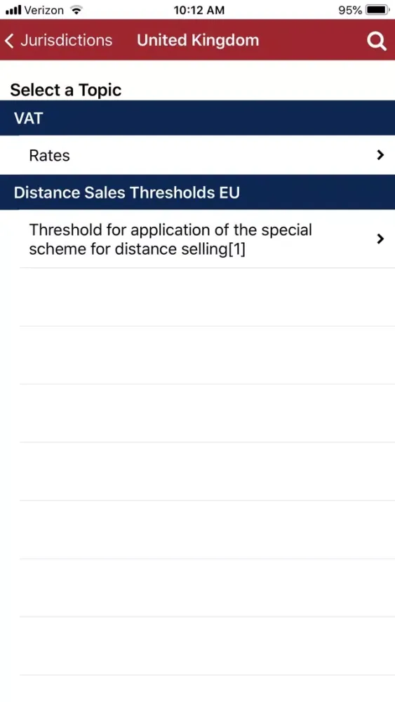 Capturas de tela do VAT/GST Rates & Thresholds