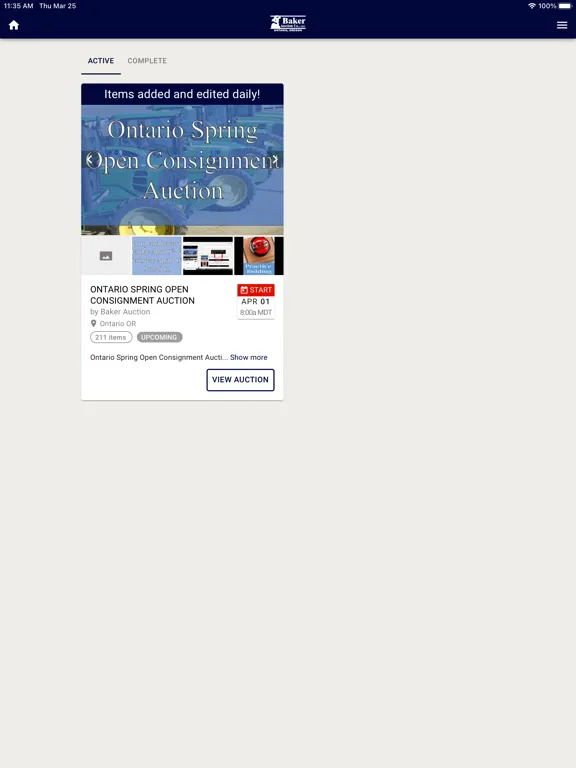 Capturas de pantalla de Baker Auction iPad 