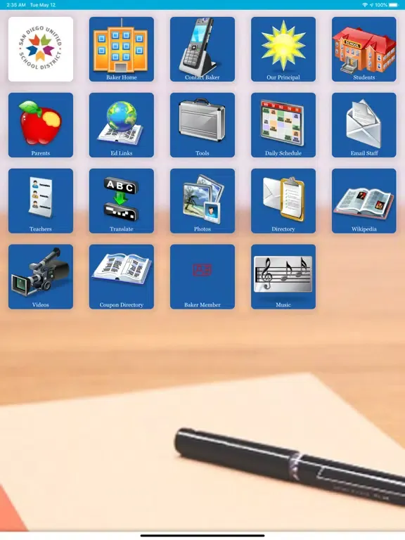 Tangkapan layar Baker Elementary App iPad 