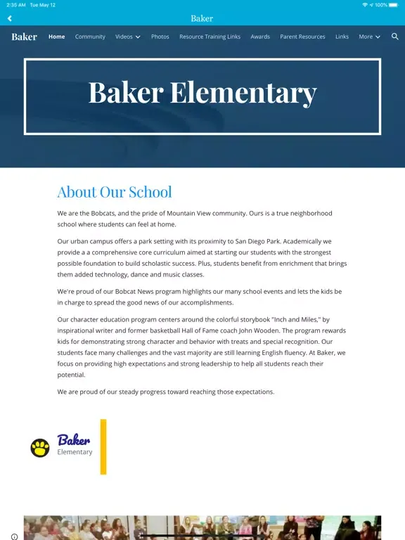 Tangkapan layar Baker Elementary App iPad 