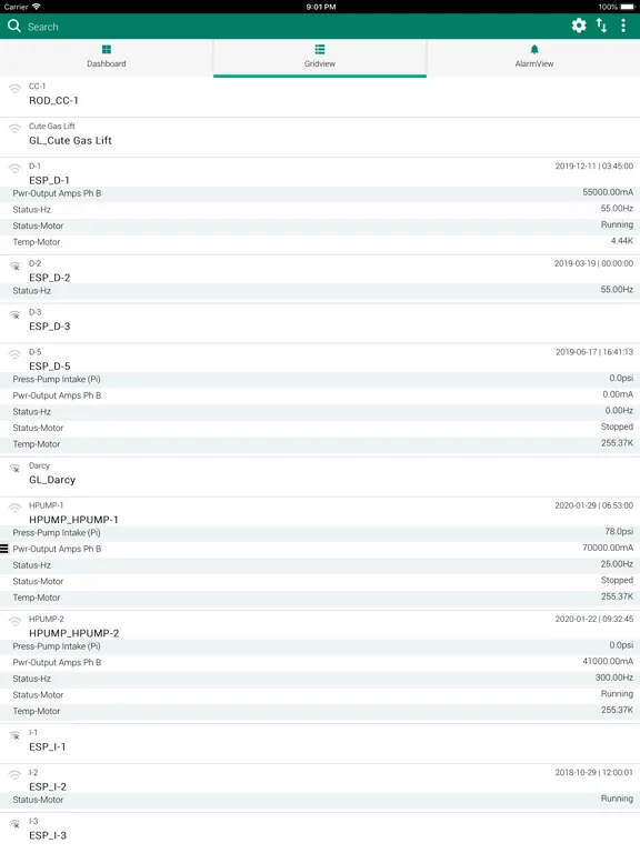 ProductionLink ALS Monitoring iPad  سکرین شاٹس
