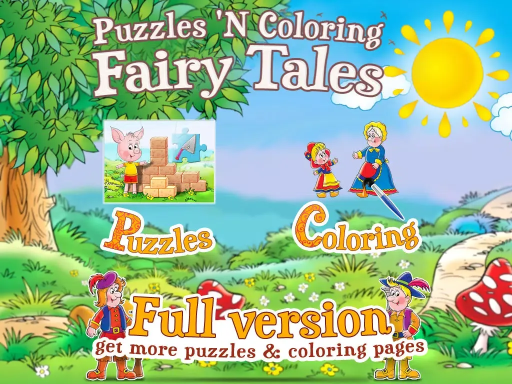 Puzzles 'N Coloring - Fairy Tales / LITE [tags:jigsaw puzzles,colouring pages,games for kids] iPad  Screenshots