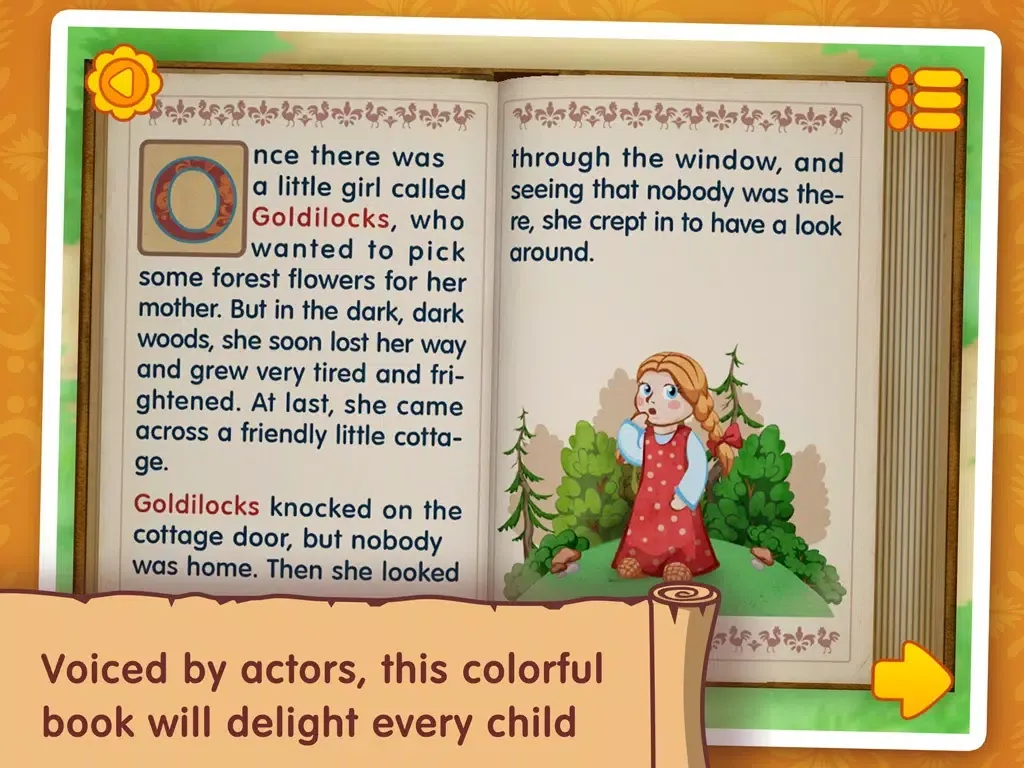 Goldilocks and the three bears: WonderBook. iPad Screenshots