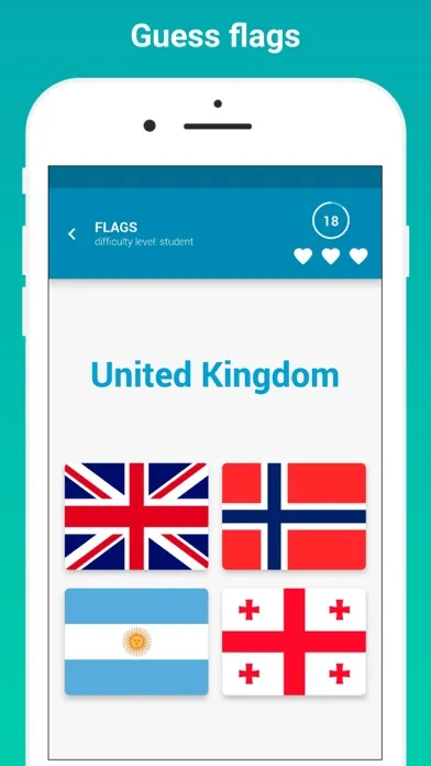 ภาพหน้าจอของ Flags and Capitals Quiz Game