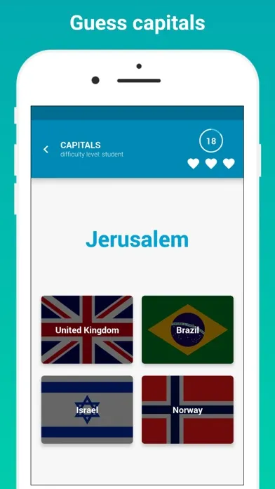 ภาพหน้าจอของ Flags and Capitals Quiz Game