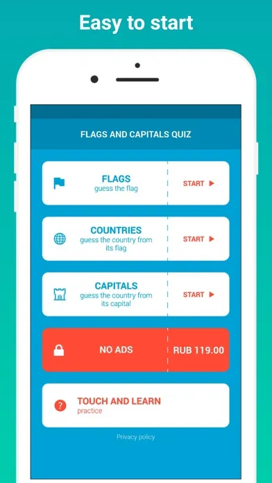 ภาพหน้าจอของ Flags and Capitals Quiz Game
