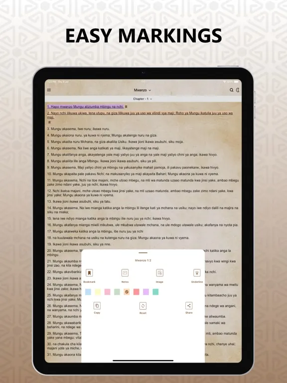 Capturas de pantalla de Biblia Takatifu ya Kiswahili. iPad 