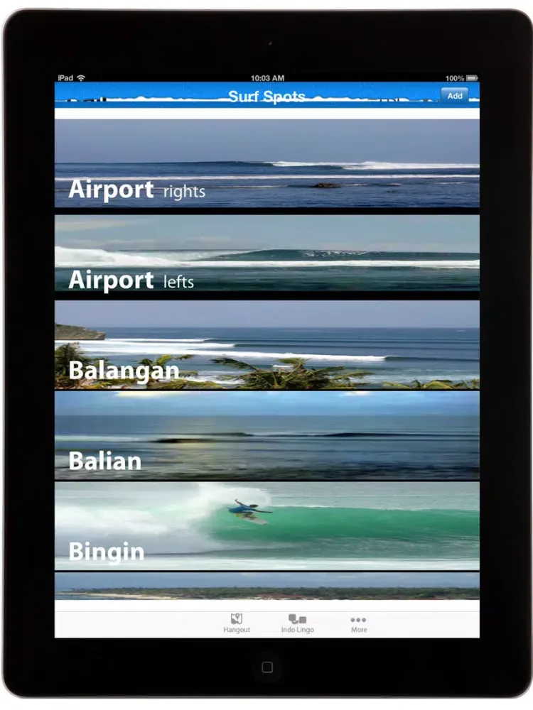 Ảnh chụp màn hình của Bali Surf Guide Lite iPad 