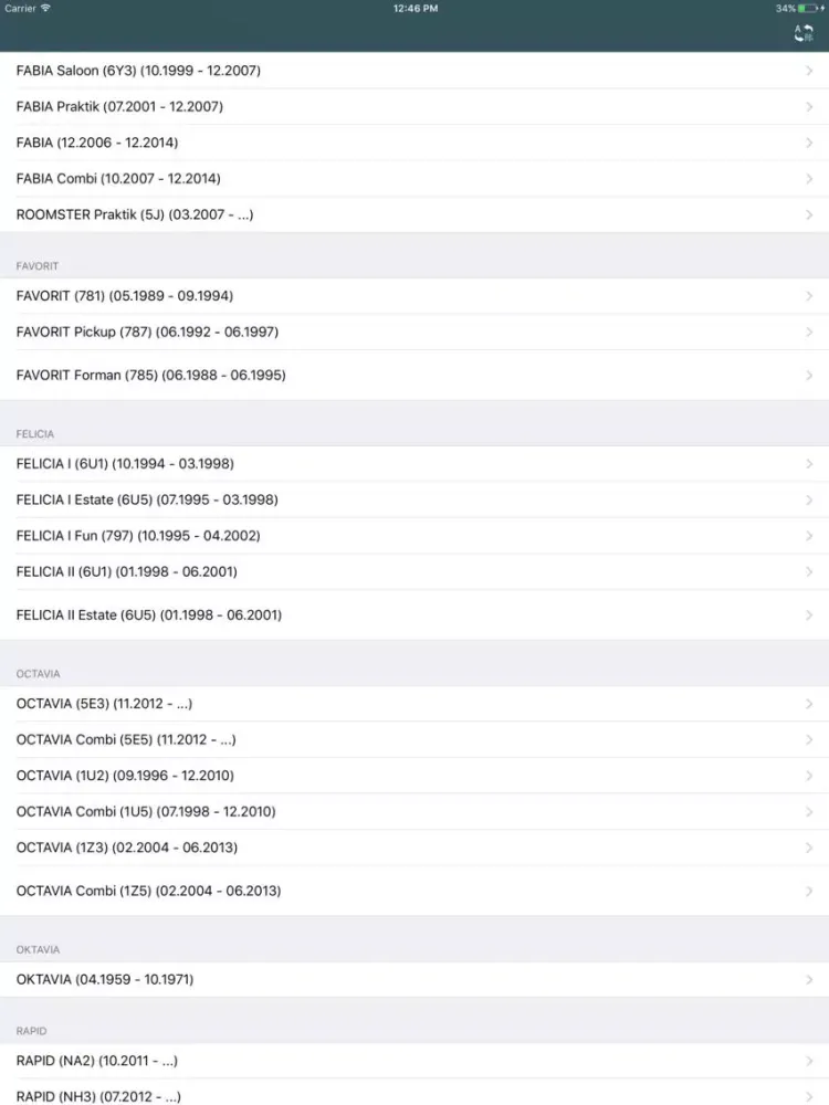 صور Car parts for Skoda - ETK, OEM iPad 