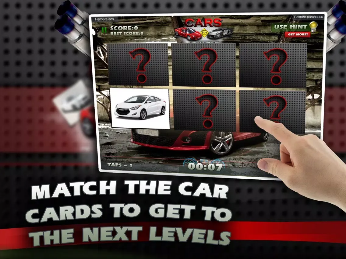 Car Match Card Memory Game Challenge iPad  스크린샷