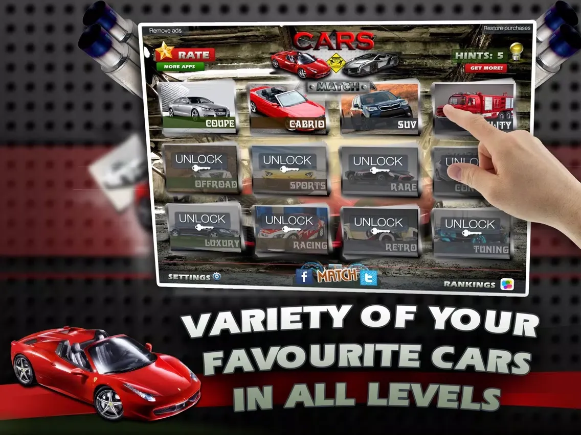Car Match Card Memory Game Challenge iPad  스크린샷