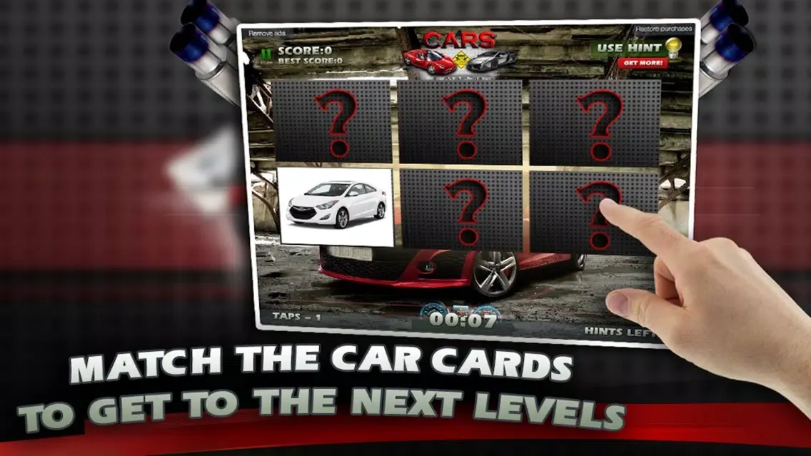 Car Match Card Memory Game Challenge 스크린샷
